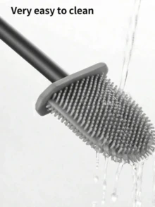 1 pièce Brosse de toilette en silicone souple avec manche amovible, brosse de toilette montée au mur sans angle mort avec support, outil de nettoyage de salle de bain