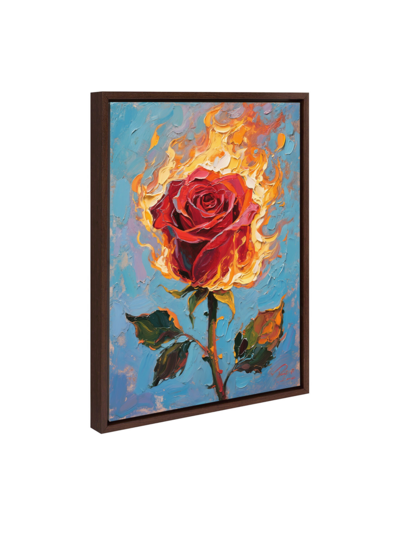 Pintura de aceite de rosa en llamas - Arte de pared abstracto y colorido de una flor, obra de arte moderna y romántica para sala de estar, dormitorio, oficina, regalo de decoración del hogar, pegatinas de pared, decoración de habitación, decoración de pared, pegatinas de pared, decoración de dormitorio, decoración de cocina