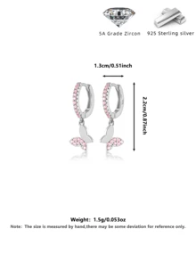 1 par de pendientes de mariposa de plata de ley 925 con diamantes micro-incrustados, diseño único y elegante, adecuado para fiestas, regalos, uso diario, incluye una caja de regalo delicada - Plata con diamante rosa - Ver 8