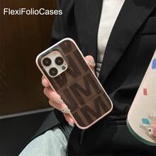 Teléfono con textura de lichi y estampado de letras. Compatible con phone 16 Pro Max, 16, 15 Pro, 14, 14 Plus, 13, 13 Pro, 12 Pro y 12 Pro Series. Es un teléfono de cumpleaños resistente al desgaste y a las huellas dactilares. - Caqui - Ver 3