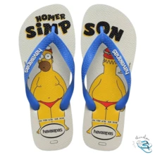 Havaianas Simpsons Casual Flip Flops For Men, Adult, Original - Trắng/Xanh - Xem 1