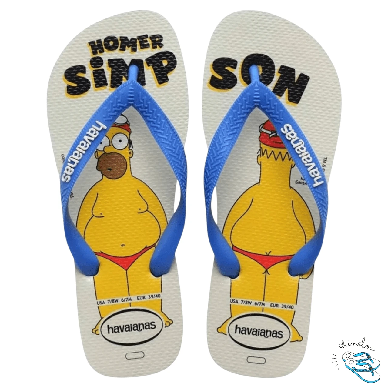 Havaianas Simpsons Casual Flip Flops For Men, Adult, Original - Trắng/Xanh - Xem 1