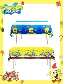 SpongeBob SquarePants 1件一次性海绵宝宝主题桌布，派对用品，生日派对装饰，营造最佳节日派对氛围，适合朋友聚会，完美的派对装饰，家居装饰，圣诞礼物，毕业礼物，情人节礼物（送给女朋友），适合生日庆祝，纪念品，女士纪念品，可爱美学，情人节礼物，家居装饰，情人节礼物，圣诞装饰 - 彩色 - 查看 1