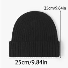 1pc Solid Color Warm Thick Knit Beanie Hat, Unisex Outdoor Ear Protection Versatile Casual Hat For Autumn/Winter
