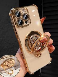 Luxury Electroplated Transparent Gold Phone Case, Creative Dollar Sign Holder, Rhinestone Shiny Y2K Style, Shockproof, New Summer Fashion Silicone Soft Protective Case Compatible With Iphone 16/16E/15/14/13/12/11/X/XS/XR/8/7 Plus/Pro/Max/Mini, Galaxy S24/S25 Ultra, Compatible With Xiaomi Redmi, Honor, OPPO Reno, MOTO Infinix Women 2025 - Gold - View 6