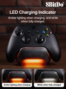 8BitDo 充电底座，兼容游戏手柄，微软官方授权游戏手柄充电站，兼容 Series X/S 手柄，兼容 One 手柄，内置 1100mAh 镍氢充电电池，充电时间 3 小时，带 LED 指示灯，自动关机，黑白配色