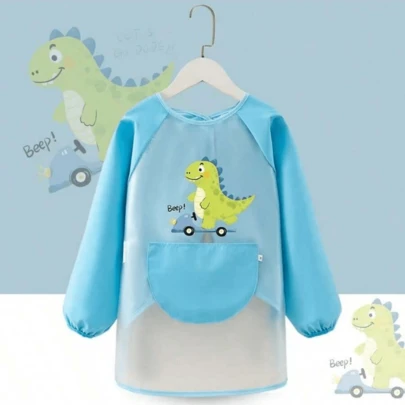 1 pieza Delantal reversible con diseño de unicornio y dinosaurio de dibujos animados, adecuado para estudiantes de arte, pintura, graffiti y colorear, delantal unisex para cocinar/comer