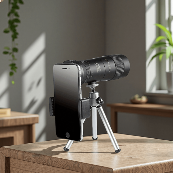 Telescopio monocular con zoom, enfoque manual, lente objetivo de 40 mm, recubrimiento verde multicapa FMC, equipado con trípode y clip para teléfono, adecuado para observación de aves, pesca, camping y conciertos. Fabricado en material ABS duradero, un regalo de cumpleaños y Navidad ideal.