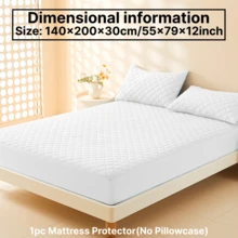Anqianny 1 pieza Protector de colchón acolchado de 3 capas, 100% impermeable, suave y transpirable, se ajusta a cama individual o doble (no incluye funda de almohada) - Blanco - Ver 9