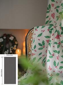 1 Stück Weihnachts-Fenstervorhang mit grünen Blättern, roten Beeren und Quasten, Herbstdekoration, schafft festliche Atmosphäre, geeignet für Wohnzimmer, Küche, Zuhause, Feiertags-Dekoration, Geschäfte, Cafés