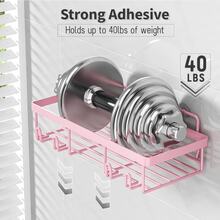 Pink Bathroom Accessories 5-Pack Rust-Proof And Waterproof Shower Rack, No Drilling Required, Stick-On Storage Rack With Toothbrush And Soap Holder, Large-Capacity Storage Rack
