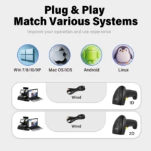 Wired Barcode Scanner Gun, 1D/2D Code Recognition Scanner For Pharmaceutical Traceability, Supermarket Checkout, Courier Warehouse Inventory