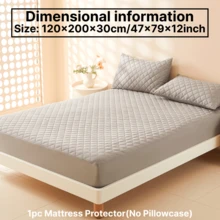 1pc 3-Layer Quilted Thick Mattress Cover, 100% Waterproof Mattress Protector, Soft And Breathable Fitted Sheet For Single Or Double Bed (No Pillowcase) - Grey - View 10