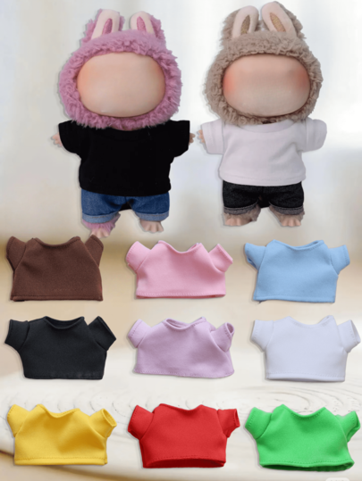 17cm Character Figure Accessory OrnamentVersatile Short T-Shirt, Mini Doll Decor For Labubu