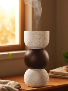 Un arzător de aromaterapie din rășină, proaspăt și elegant, în alb și negru. Poate fi folosit pentru decorarea și aromaterapia casei, la birou, în locuri de festival și yoga. Poate fi folosit și ca decorațiune în sufragerie, cadou pentru întoarcerea la școală, cadou de absolvire, suvenir, cadou de Ziua Îndrăgostiților și cadou pentru femei. Cadou de nuntă.