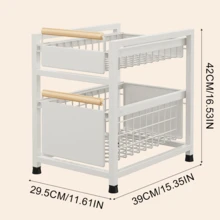 LIPETY Pull-Out Cabinet Storage Rack,Sliding Pull-Out Type Drawers For Kitchen Cabinets, Heavy DutyMetal Wire Basket Pull-Out Type Shelf, Slide OutCookware Organizer, Storage Of Seasoning And Miscellaneous Items, For Kitchen And Bathroom Storage - Xám - Xem 11