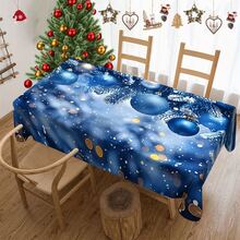 1/20 piezas Mantel con tema navideño, estilo sueño romántico, tema azul, diseño de patrón de bolas de Navidad, lavable, adecuado para el hogar, la cocina, el restaurante, la fiesta, la decoración de mesa festiva, el banquete, la boda, la decoración navideña, regalo - Multicolor - Ver 13