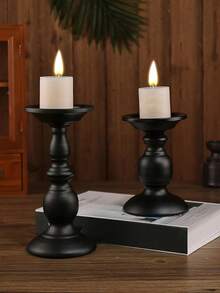 1 pièce Bougeoir en fer vintage noir, ornement décoratif