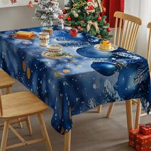 1/20 piezas Mantel con tema navideño, estilo sueño romántico, tema azul, diseño de patrón de bolas de Navidad, lavable, adecuado para el hogar, la cocina, el restaurante, la fiesta, la decoración de mesa festiva, el banquete, la boda, la decoración navideña, regalo - Multicolor - Ver 6