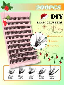 200 racimos de pestañas postizas de volumen independiente D 40D con cepillo y pinzas para pestañas - Combinaciones de múltiples longitudes de 10-16 mm, racimos de pestañas 3D esponjosas y segmentadas, imitación de pestañas de visón suaves y naturales, adecuadas para maquillaje DIY, fáciles de aplicar, reutilizables, aptas para principiantes, adecuadas para el hogar, fiestas, uso diario, Halloween y Navidad, imprescindibles.