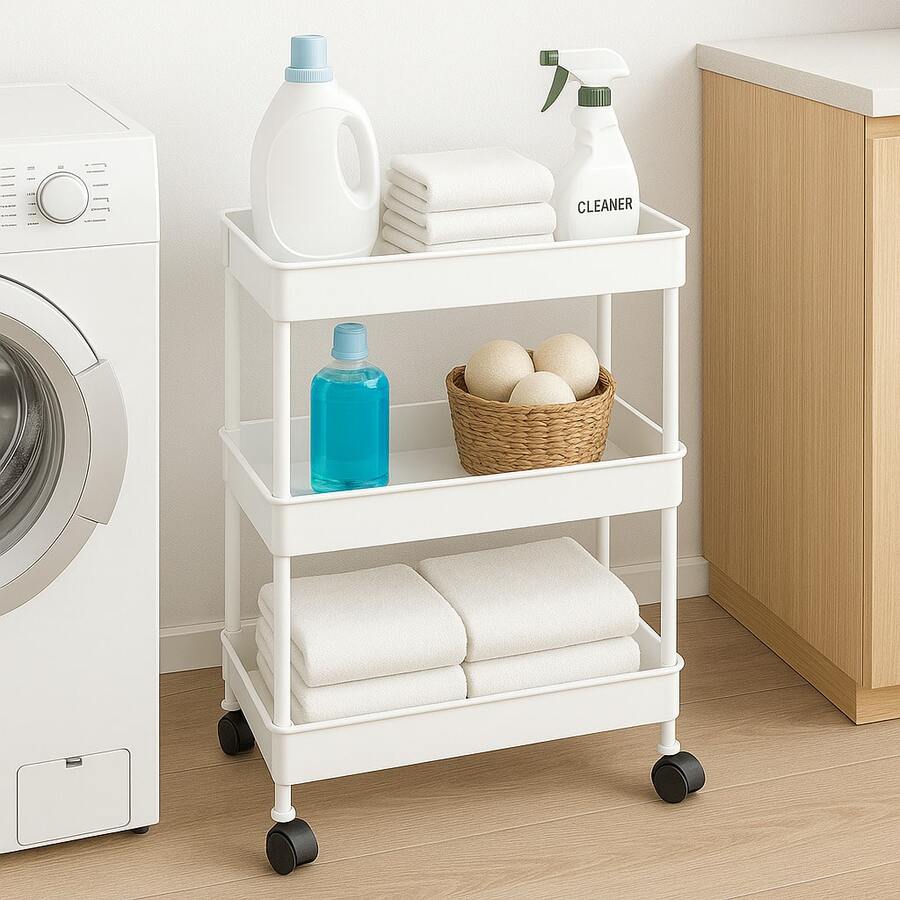 Carrito de Almacenamiento de 3 Niveles Organizador Práctico y Versátil - Negro - Ver 1
