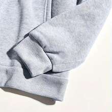 Plus Size Women Clothes Casual Hoodie With Cat Print, Long Sleeve, Drawstring Hood, Perfect For Fall And Winter Clothes For Women, Sporty Style, Casual Running & Fitness Pullover, New Years Outfit Women, Cat Lover Gift - 灰色 - 查看 4