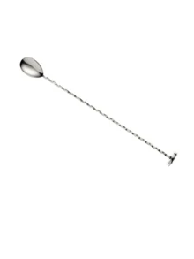 Cuchara para Bar Utensilio de Acero Inoxidable para Mezclar y Triturar Cócteles, Ideal para Bartenders y Mixología Profesional - Plateado - Ver 1