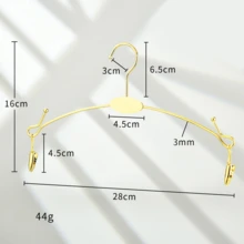 Perchas 10-30PCS Metal Ropa Interior Sujetador Rack Durable Moda Ropa Perchas gancho Lencería tienda Mostrar Percha con Clips - Dorado - Ver 10