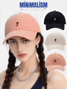 Șapcă de baseball minimalistă pentru femei, 1 buc., cu design rafinat brodat cu numărul 7, material moale și respirabil, curea reglabilă pentru o potrivire perfectă, accesoriu elegant pentru cap, ieșiri casual zilnice, sporturi în aer liber, modă stradală - Indispensabil pentru modă - Femei în avangardă
