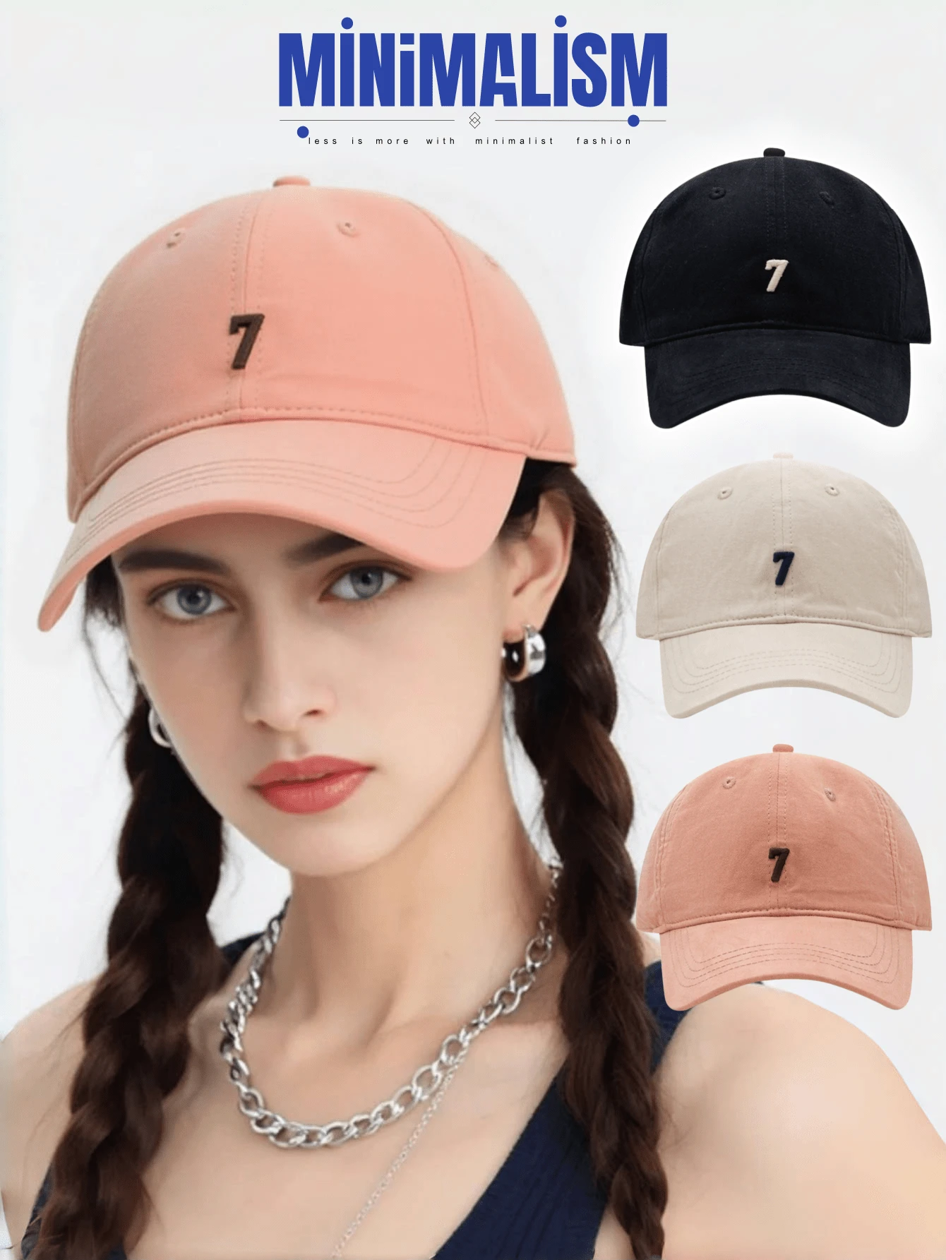 Șapcă de baseball minimalistă pentru femei, 1 buc., cu design rafinat brodat cu numărul 7, material moale și respirabil, curea reglabilă pentru o potrivire perfectă, accesoriu elegant pentru cap, ieșiri casual zilnice, sporturi în aer liber, modă stradală - Indispensabil pentru modă - Femei în avangardă