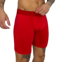 Kit Of 3 Long Cycling Briefs, Comfortable Polyester Cutout, Men's Boxer Shorts, Does Not Roll Up - Red - View 1