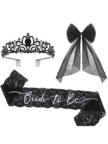 Corona negra y velos de novia con decoraciones para despedida de soltera, accesorios para el cabello de boda gótica para fiestas de Halloween