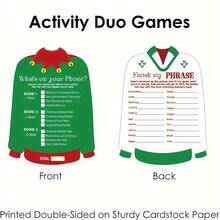 20pcs Double-Sided Matte Christmas Ugly Sweater Party Game Cards - English, Includes Complete My Phrase And What's On Your Phone, Fun Party Cards For Up To 10 Guests - Multicolor - View 4