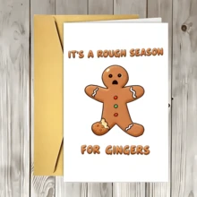 1pc Funny Christmas Greeting Card, It's A Rough Season For Broken Gingerbread Man Holiday Card, Humorous Xmas Gift For Friends Family, Funny Seasonal Wishes Greeting Card For Christmas Party, Xmas Stationery Gift - Multicolor - View 10