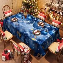 1/20 piezas Mantel con tema navideño, estilo sueño romántico, tema azul, diseño de patrón de bolas de Navidad, lavable, adecuado para el hogar, la cocina, el restaurante, la fiesta, la decoración de mesa festiva, el banquete, la boda, la decoración navideña, regalo - Multicolor - Ver 1