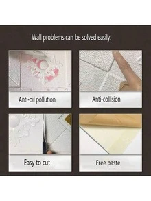 20/50/100pcs 3D Floral Ceiling Tiles - Self-Adhesive Waterproof Wall Stickers, 13.78x13.78 Inches, Anti-Collision Decor For Bathroom & Bedroom, Elegant White Design With Golden Chandelier Hole, Decorative Ceiling Stickers | Elegant Wall Stickers | Selfadhesive Tiles, Bathroom Wall Stickers