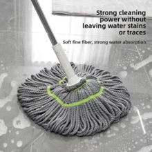 多功能旋转拖把 - 干湿两用，可调节手柄，清洁轻松 | 免手持清洁工具，适用于厨房、浴室和硬木地板 | 耐用塑料框架搭配可重复使用的拖把垫 | 多用途深度清洁 | 节省空间的地板清洁必备品 | 公寓和宿舍清洁用品 | 家居收纳 - 彩色 - 查看 4