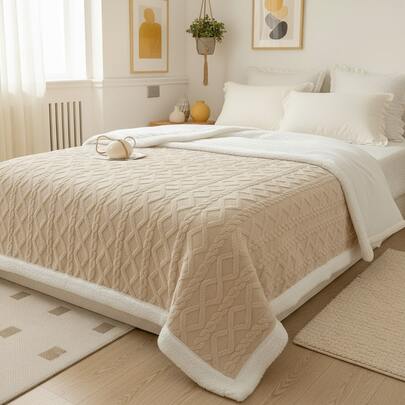 Cobertor Manta Casal Canelado com Sherpa Premium Dupla face