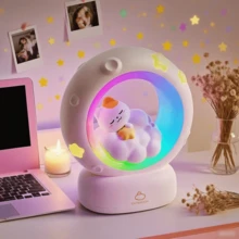 Luz nocturna de gato durmiendo RGB, luz de cama recargable por USB, luz LED colorida, lámpara de escritorio con función de degradado de color, diseño lindo, adecuada para luces decorativas en dormitorios, salas de estar y oficinas