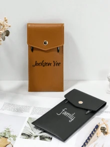 1pc Customized Sleek Faux Leather Pen Case - Portable Business Pen Protector With Flip Cover, Ideal Office Accessory & Creative Gift,Suitable For Writing, School, Students, Personalized Signatures, Gifts, School Supplies, Back To School