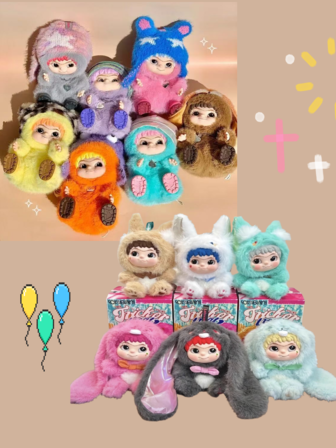 Pop Mar.T 1 件 Wakuku 可爱装饰娃娃，适用于 Labuabu 钥匙扣-包和汽车，适用于 吊坠-节日礼物，圣诞节汽车配饰女士，限量版随机分发，乙烯基娃娃吊坠，Y2k 包饰挂绳，Wakuku Pink Al O 圣诞夜惊魂钱包饰物，送给男朋友伴娘派对的礼物