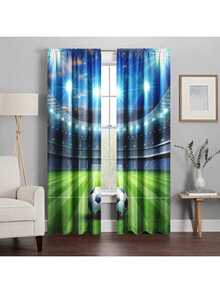 Soccer Stadium Night Curtains With Ball - Suitable For Bedroom, Bathroom, Living Room, Dining Room - 29.53x65.35in, 41.34x90.55in, 51.18x82.68in - Contemporary Style, Machine Washable, 100-120g Spring Twill Fabric, No Cord, Translucent, Roll Printing - Multicolor - View 14
