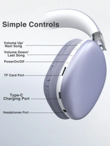 GENAI 无线耳机，带麦克风，HiFi立体声，可折叠轻巧，音量控制，3.5mm立体声线，强劲低音，适用于家庭、办公室、手机、电脑等场景。 - 紫色 - 查看 9