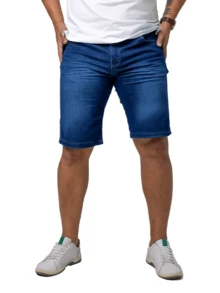 KIT 2 Men's Bermuda Jeans With Lycra Elastane - Men's Jean Shorts - KIT 2 百慕達藍二手 + 藍色皺巴巴二手 - 查看 4
