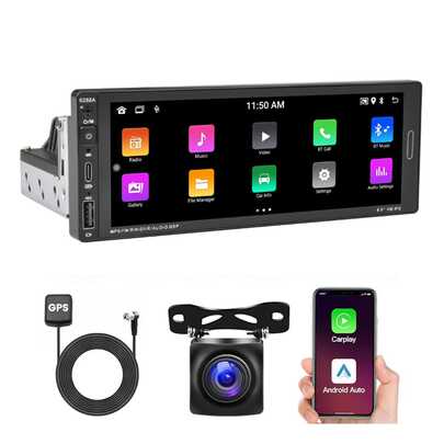 Autoestéreo 1 Din Pantalla Táctil 6.9'' Carplay Mirrorlink Bluetooth FM GPS WIFI Camara Control del volante