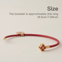 BLKSMTH Crimson - Gold Clover Leather Style Lucky Four-Leaf Clover Bracelet For Women - Crimson - Gold Clover - View 3
