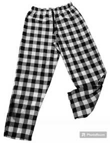 Plaid Flannel Mixed Pants - Black and White - View 4