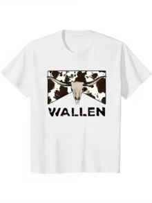 Western Cow Print Short Sleeve Cotton T-Shirt For Women Holiday Fashion Double-Sided Printed Round Neck Top Stylish Casual Wear