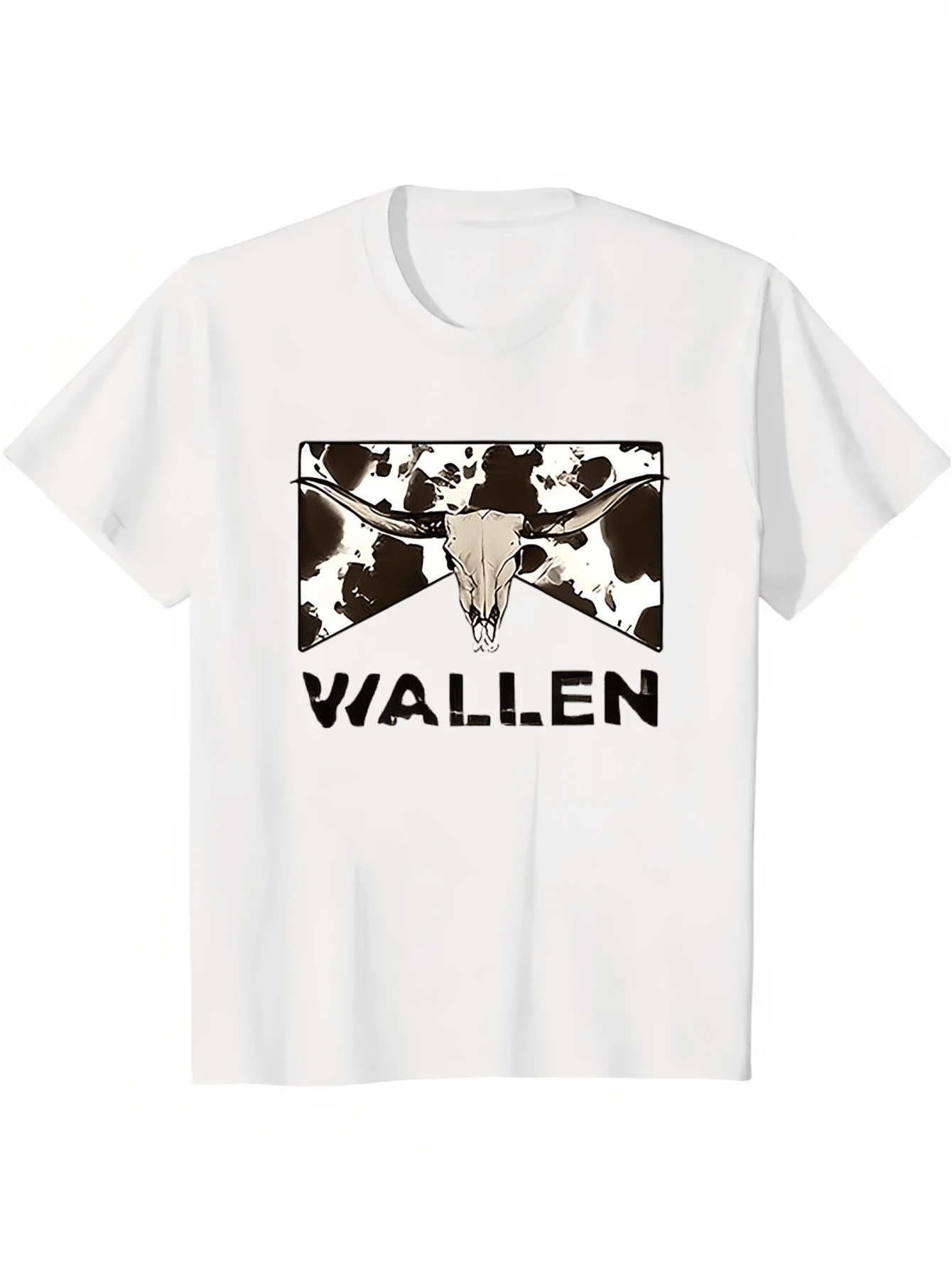 Western Cow Print Short Sleeve Cotton T-Shirt For Women Holiday Fashion Double-Sided Printed Round Neck Top Stylish Casual Wear