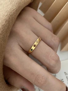 2pcs/Set Minimalist Style Colorful Zirconia Rhinestone Star Thin Rings